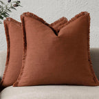 Foindtower Set of 2 Decorative Linen Fringe Throw Pillow Covers Boho Farmhouse