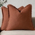 Foindtower Set of 2 Decorative Linen Fringe Throw Pillow Covers Farmhouse by Foindtower