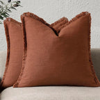 Foindtower Set of 2 Decorative Linen Fringe Throw Pillow Covers Farmhouse by Foindtower