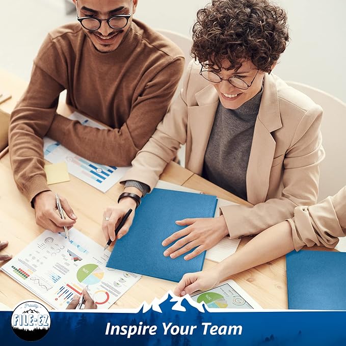 FILE-EZ Two-Pocket Folders, Light Blue, Textured Paper, Letter Size - Image 4