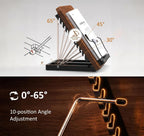 2-in-1 Floor & Desktop Book Stand with Large 16.5"x11.8" Wood Panel | Height Adjustable 16.5"-51" Ergonomic Bookstand with Page Clips for Textbooks, Music Sheets, Recipes, Laptops (Walnut Finish)