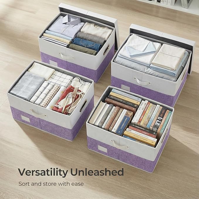 PRANDOM Storage Bins with Lids Linen Fabric Foldable Storage Boxes Organizer - Image 6