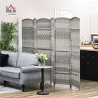 HOMCOM 6 Panel Room Divider, Hand-Woven Freestanding Wall Partition - Image 2