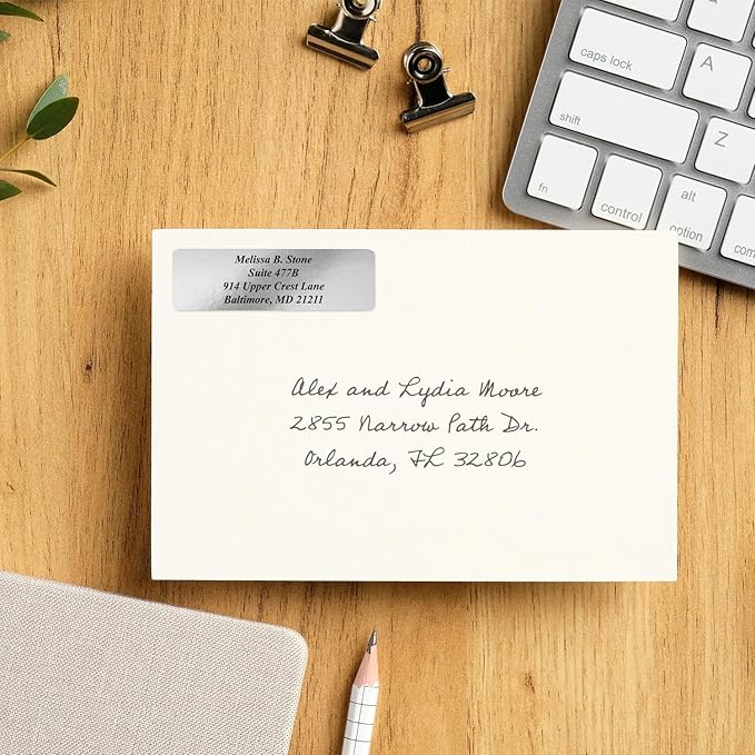 Silver Foil Personalized Return Address Labels Without Dispenser - Image 3