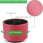Hennaja Round Leather Art Supply Organizer, Remote Control Holder, 360 Degree - Image 3