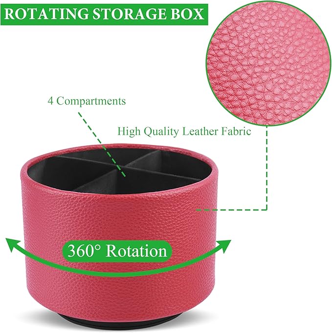 Hennaja Round Leather Art Supply Organizer, Remote Control Holder, 360 Degree - Image 3