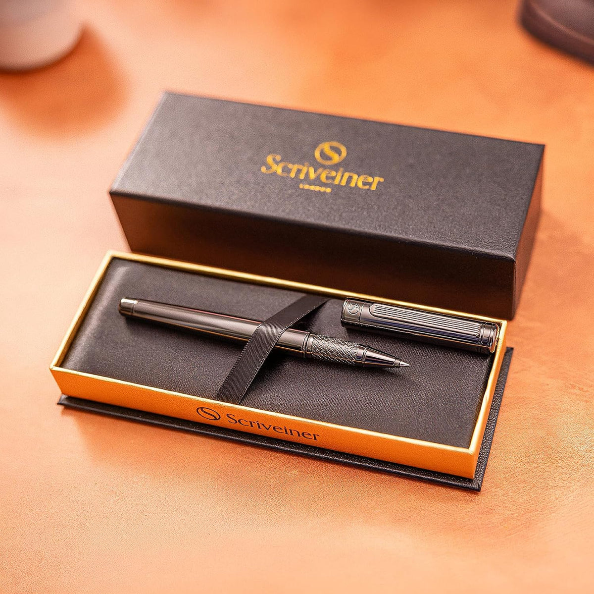Scriveiner Gun-Metal Rollerball Pen - Stunning Luxury Pen, Schmidt Ink Refill...