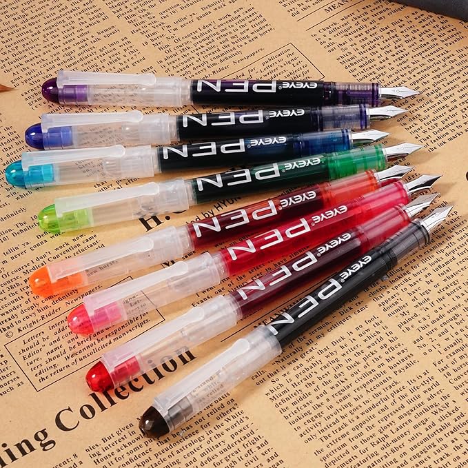 EYEYE Disposable Fountain Pens, 8 Pack Multicolor Fine Point Fountain Pens - Image 4