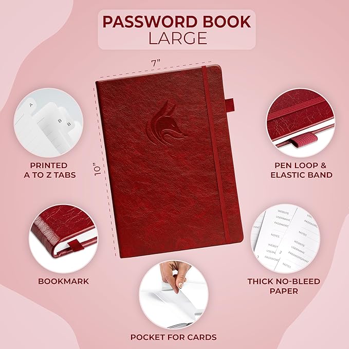 Clever Fox Password Book with alphabetical tabs. Internet Address Organizer - Image 2