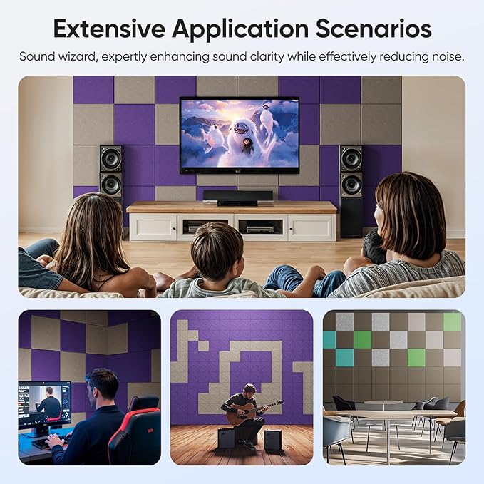 UNECHO 12 Pack 12" X 12" X 0.4" Acoustic Panels - Image 6