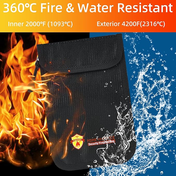 2 Pack Small Fireproof Wallet Pouch, Non-Itchy Waterproof Cash Bag - Image 4