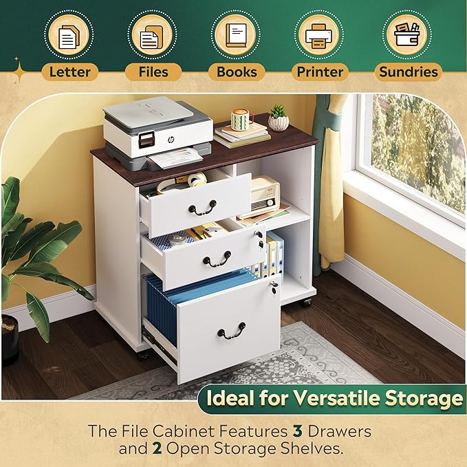 DEVAISE 3 Drawer File Cabinet, Wood Lateral Filing Cabinet - Image 5