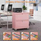 METAN Upgrade 2 Drawers Lateral File Cabinet on Wheels, Steel Office Filing - Image 4