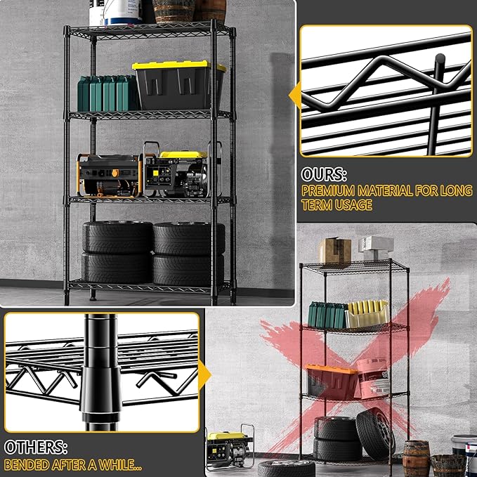 M MZG 1000 lbs 4 Tier Shelf Metal Storage Shelves Shelving Wire Rack Heavy Duty - Image 6