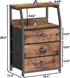 Furnulem Nightstand with 3 Drawers and 2-Tier Shelf, Fabric Small Dresser - Image 3