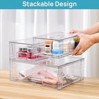 Vtopmart 3 Pack Stackable Storage Drawers, Easily Assemble Acrylic Bathroom - Image 4