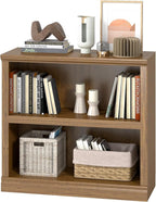 blini 2-Shelf Bookcase Wooden Bookshelves 33in Wide Floor Standing Display - Image 5