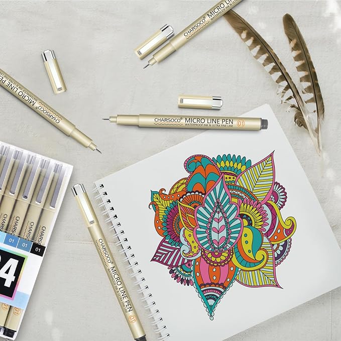 CHARSOCO 01 Micro Pen, Waterproof Archival Ink, 0.25mm Fineliner Ink Pens - Image 5