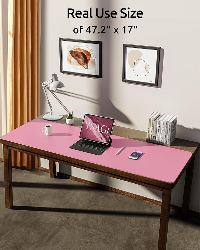YSAGi Leather Desk Pad Protector, Office Desk Mat, Large Mouse Pad, Non-Slip PU - Image 3