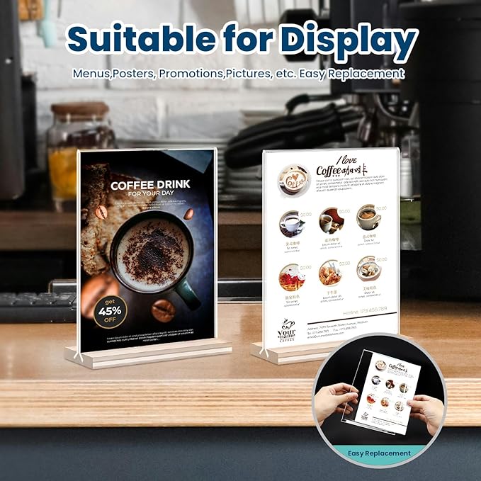 Acrylic Sign Holder, 15 Pack Vertical Clear Table Menu Display, Double Sided - Image 8