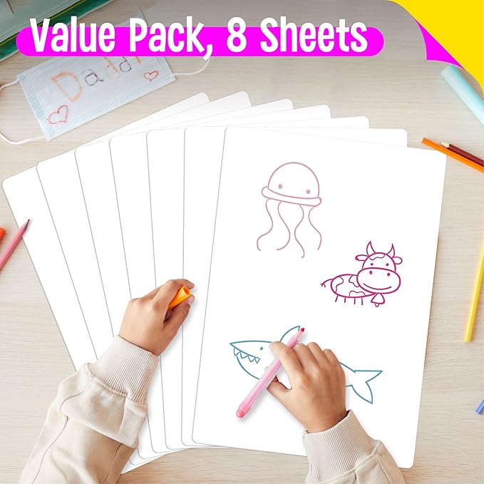 8 Packs Small Whiteboards, Double Sided Dry Erase Blank Board, Writable and - Image 2