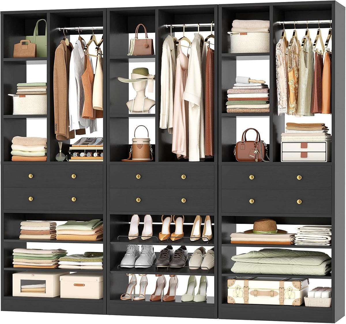 Besiost Closet System, 84"/7 FT Closet Organizer System with 6 Drawers a...