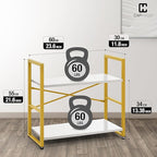 CAPHAUS 2 Tier Small Bookshelf, 24 Inch Width Free Standing Shelf, Bookcase - Image 3