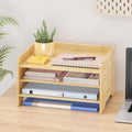 Wisuce Essentials Bamboo Desk Organizer Mail Holder Countertop Letter Tray File by Unknown