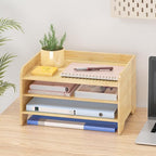Wisuce Essentials Bamboo Desk Organizer Mail Holder Countertop Letter Tray File by Unknown