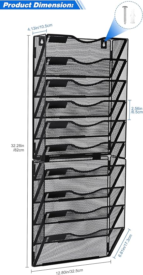 Solinxe Wall File Holder, 10 Pockets Hanging File Folder, Paper Organizer - Image 6