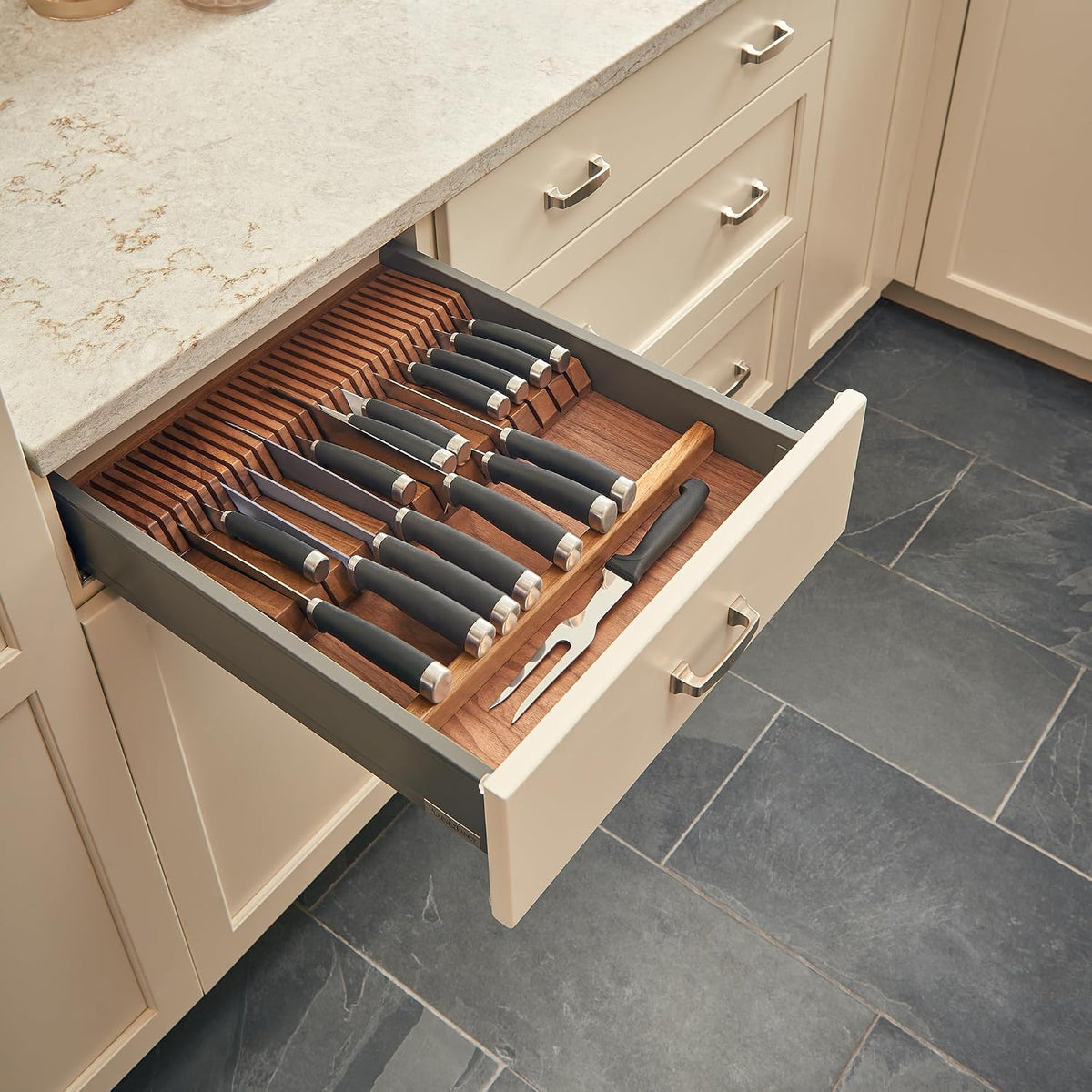 Rev-A-Shelf Trim-to-Custom-Fit Knife Block Drawer Insert Divider Organizer
