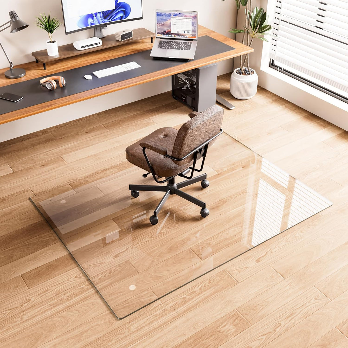 36"x48" Tempered Glass Chair Mat for Carpet