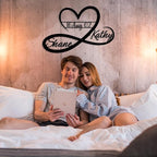 Personalized Valentines Metal Wall Sign, Custom Infinity Heart Love Couple Name - Image 2