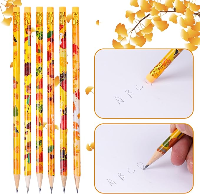 Kolewo4ever 100 Pieces Thanksgiving Pencils Assortment Cylinder Wood Pencil - Image 4