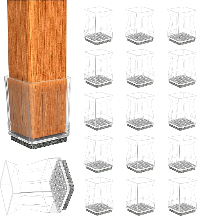 Clear Square Chair Leg Floor Protectors by ComeHomeWithMe