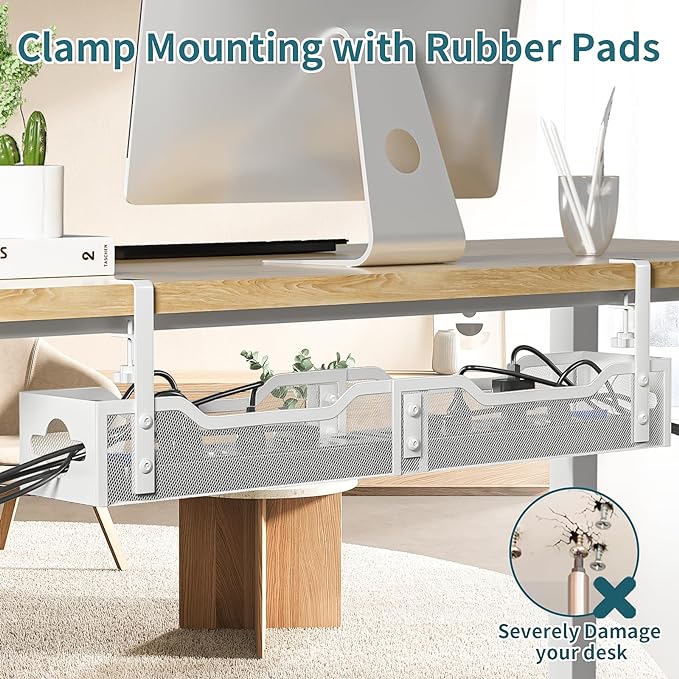 Under Desk Cable Management Tray White, Litwaro Cable Management Under Desk No - Image 6
