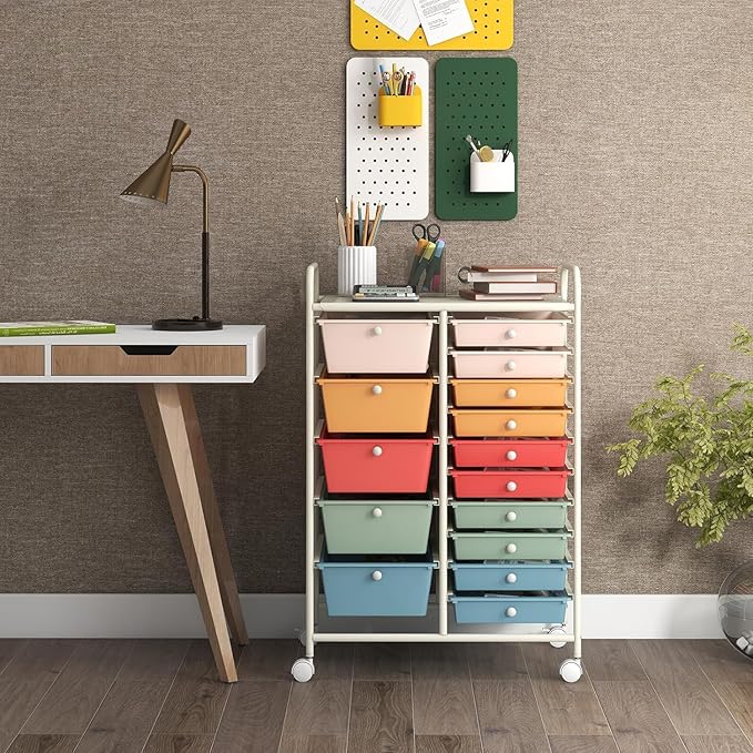LDAILY 15 Drawer Rolling Storage Cart, Rolling Cart - Image 8