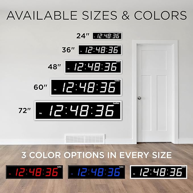 Ivation Huge Oversized 72" Large Digital LED Clock | Big Digital Clock - Image 9