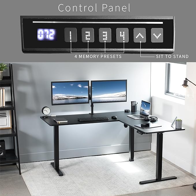 VIVO Electric Corner 63 x 55 inch L-Shaped Standing Desk, Memory Height - Image 5