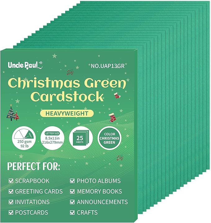 25 Sheets Christmas Green Cardstock by UnclePaul