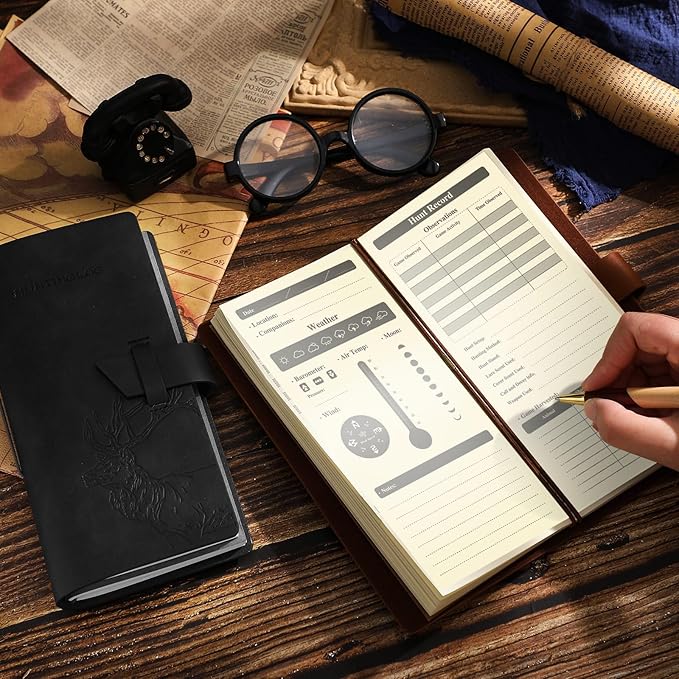 Eaasty 2 Pcs Leather Hunting Log Book Elk Hunting Journal Notebook - Image 4