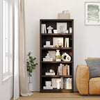 blini 5-Shelf Tall Bookcase Wooden Bookshelves 33in Wide Floor Standing Display - Image 6