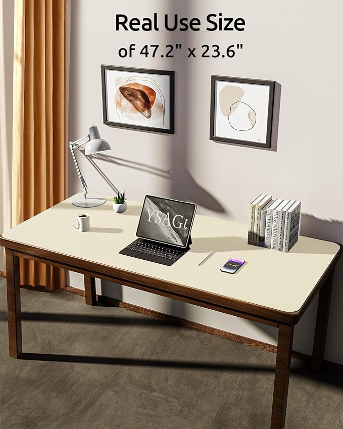 YSAGi Leather Desk Protector, Office Mat, Large Mouse Mat, Non-Slip PU Leather - Image 3