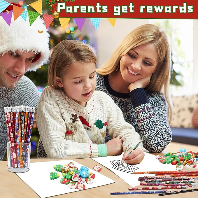 JULMELON 72PCS Christmas Party Favors Set, Pencils - Image 7