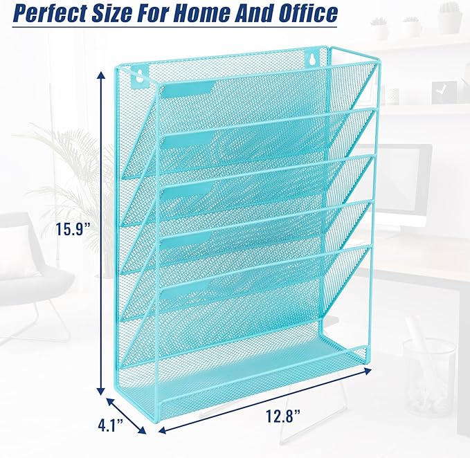 EASEPRES Desk File Organizer Mesh 6-Tier, Hanging Wall Mount Document - Image 3