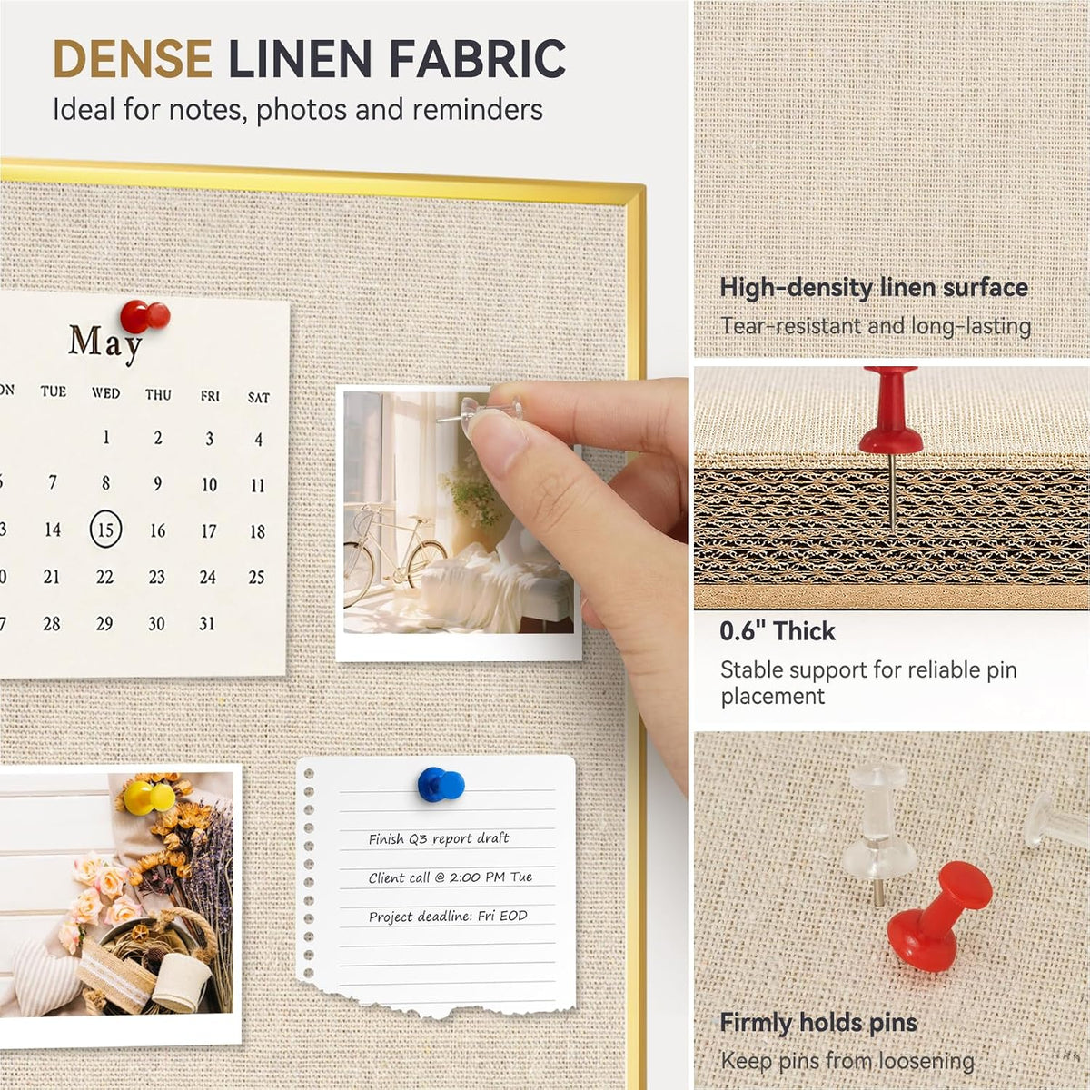 Whiteboard Bulletin Board Combo, 24"x18" Dry Erase Linen Cork Board