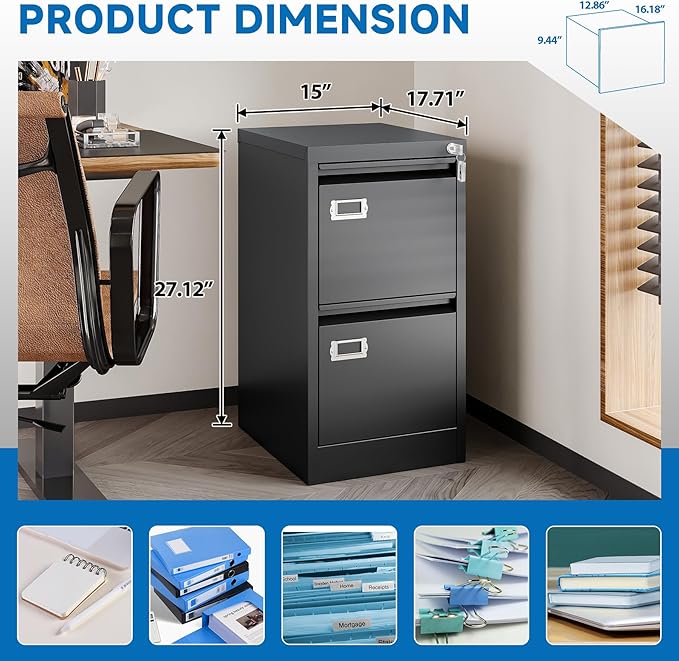 BYNSOE 2 Drawer File Cabinet - Image 4