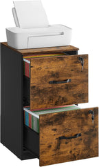 VASAGLE CUSTOS Collection - 2 Drawers File Cabinet with Lock, Printer Stand, Office Filing Cabinet Organizer, for A4 and Letter Size Documents, Rustic Brown UOFC061KD01