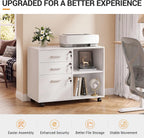 devaise 3-drawer file cabinet with lock, mobile wood, side view