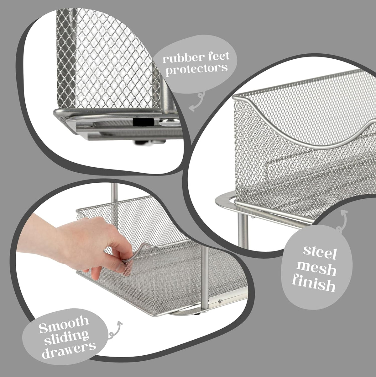 Sorbus Pull-Out Under Sink Organizer, Mesh Construction (Silver, 2 Pack)